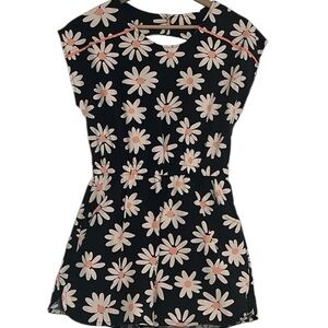 Fab Kids Romper Floral Sleeveless Pockets Girls Size XL 14/16